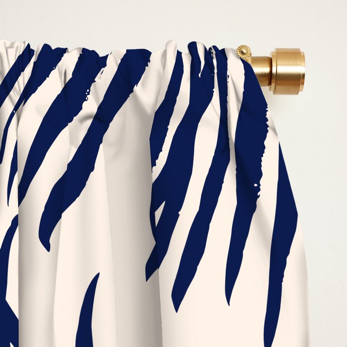 Blue Palm Leaves x Dry Brush Window Curtain Gallery Image 2