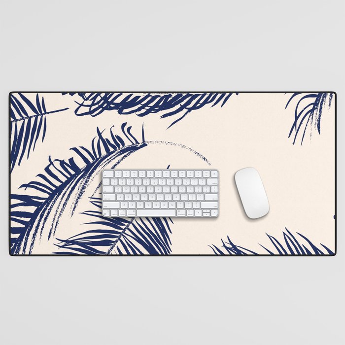 Blue Palm Leaves x Dry Brush Desk Mat Gallery Image 1
