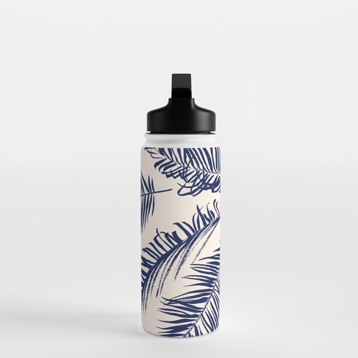 Blue Palm Leaves x Dry Brush Water Bottle Gallery Image 3