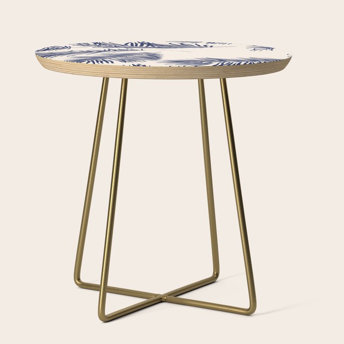 Blue Palm Leaves x Dry Brush Side Table Gallery Image 1
