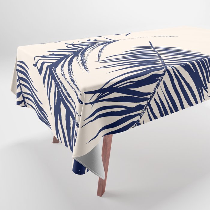 Blue Palm Leaves x Dry Brush Tablecloth Gallery Image 1