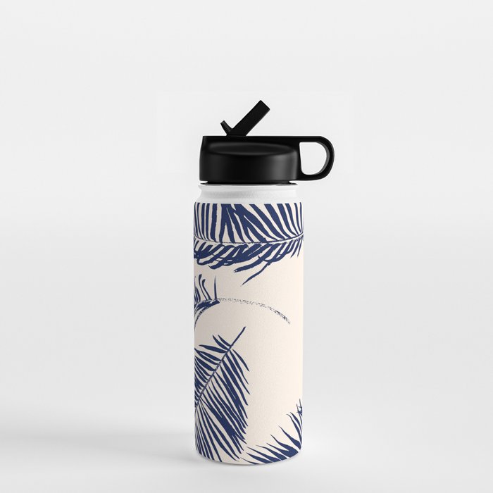 Blue Palm Leaves x Dry Brush Water Bottle Gallery Image 1