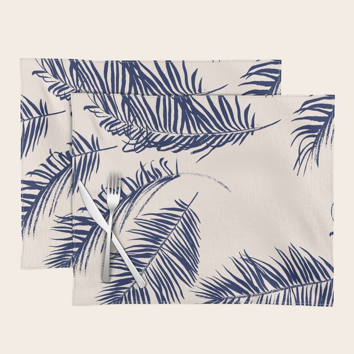 Blue Palm Leaves x Dry Brush Placemat Gallery Image 1