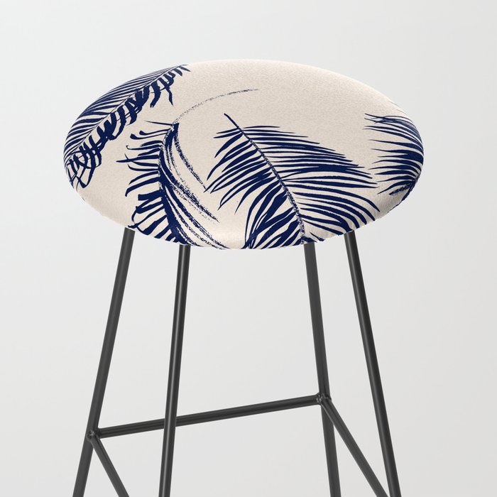 Blue Palm Leaves x Dry Brush Stool Gallery Image 2
