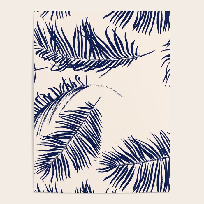 Blue Palm Leaves x Dry Brush Poster Gallery Image 1