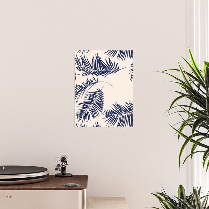 Blue Palm Leaves x Dry Brush Poster Gallery Image 2