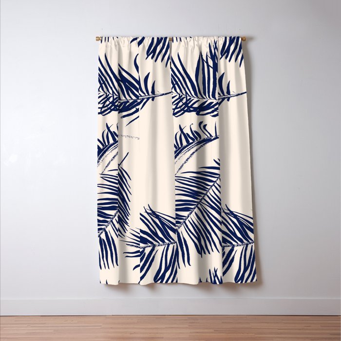 Blue Palm Leaves x Dry Brush Window Curtain Gallery Image 3