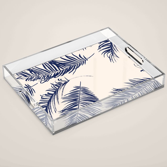 Blue Palm Leaves x Dry Brush Acrylic Tray Gallery Image 1