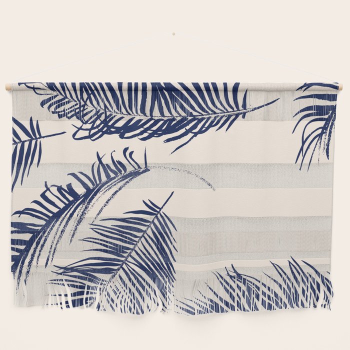 Blue Palm Leaves x Dry Brush Wall Hanging Gallery Image 1