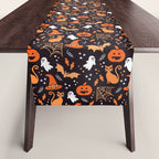Halloween party illustrations orange, black Table Runner Gallery Image 1