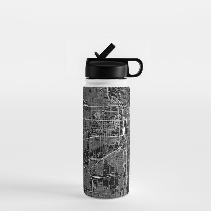 Chicago Black Map Water Bottle Gallery Image 1