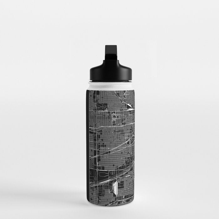 Chicago Black Map Water Bottle Gallery Image 3