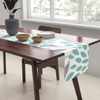 Festive, Floral Blooms and Leaves, Teal and Gray Table Runner Gallery Image 2