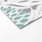 Festive, Floral Blooms and Leaves, Teal and Gray Welcome Mat Gallery Image 2