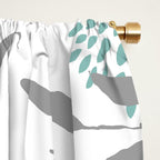 Festive, Floral Blooms and Leaves, Teal and Gray Window Curtain Gallery Image 2