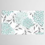 Festive, Floral Blooms and Leaves, Teal and Gray Tablecloth Gallery Image 2