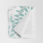 Festive, Floral Blooms and Leaves, Teal and Gray Throw Blanket Gallery Image 3