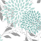 Festive, Floral Blooms and Leaves, Teal and Gray Coffee Mug Gallery Image 2