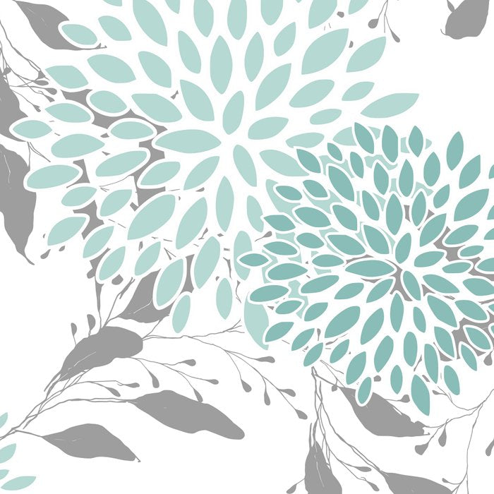Festive, Floral Blooms and Leaves, Teal and Gray Coffee Mug Gallery Image 2