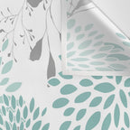 Festive, Floral Blooms and Leaves, Teal and Gray Wall Tapestry Gallery Image 3