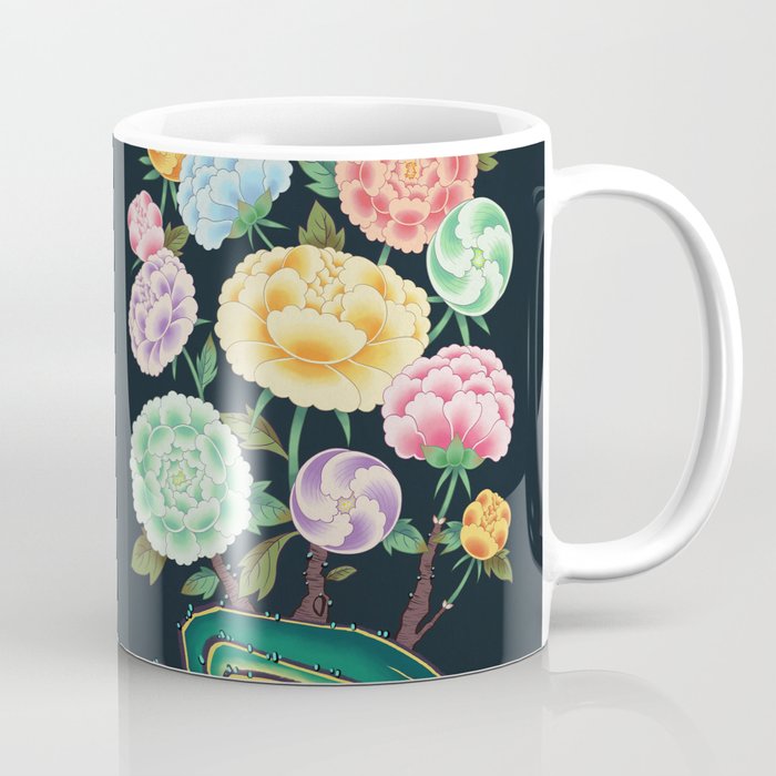 Minhwa(Korean traditional/folk art): Peony Flowers and Rock Coffee Mug Gallery Image 1