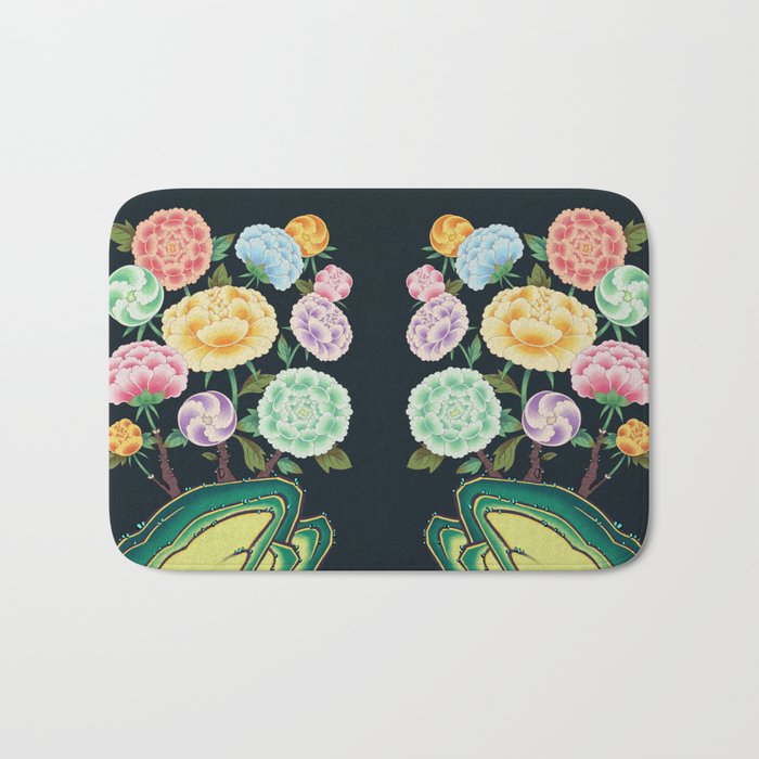 Minhwa(Korean traditional/folk art): Peony Flowers and Rock Bath Mat Gallery Image 1