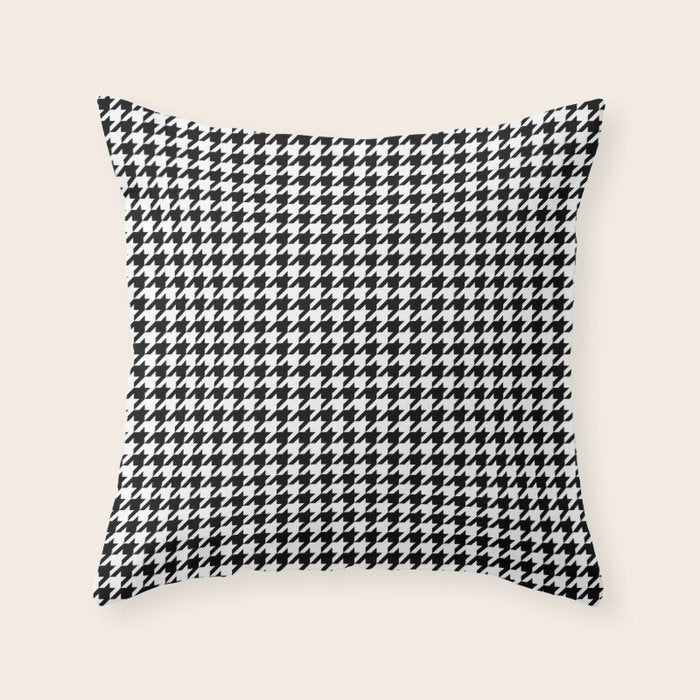 Monochrome Black & White Houndstooth Throw Pillow Gallery Image 1
