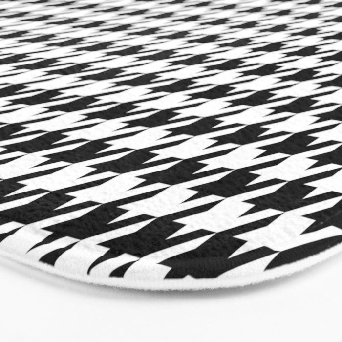 Monochrome Black & White Houndstooth Bath Mat Gallery Image 3