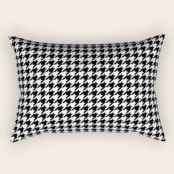 Monochrome Black & White Houndstooth Rectangular Pillow Gallery Image 1