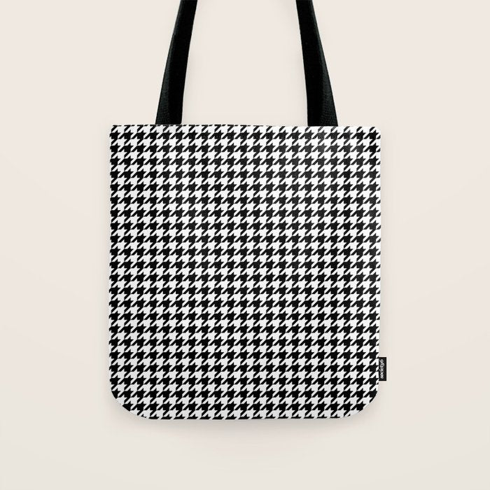 Monochrome Black & White Houndstooth Tote Bag Gallery Image 1