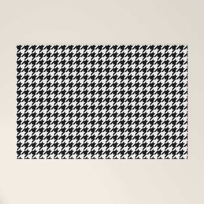 Monochrome Black & White Houndstooth Welcome Mat Gallery Image 1