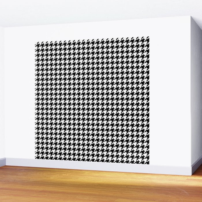 Monochrome Black & White Houndstooth Wall Mural Gallery Image 2