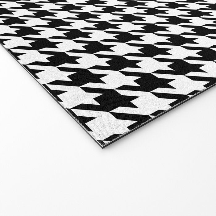 Monochrome Black & White Houndstooth Welcome Mat Gallery Image 2