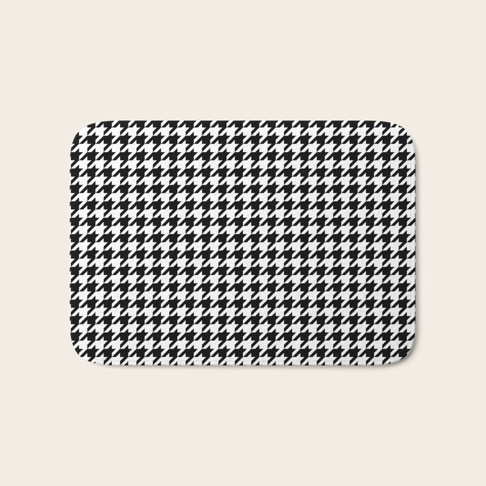 Monochrome Black & White Houndstooth Bath Mat Gallery Image 1