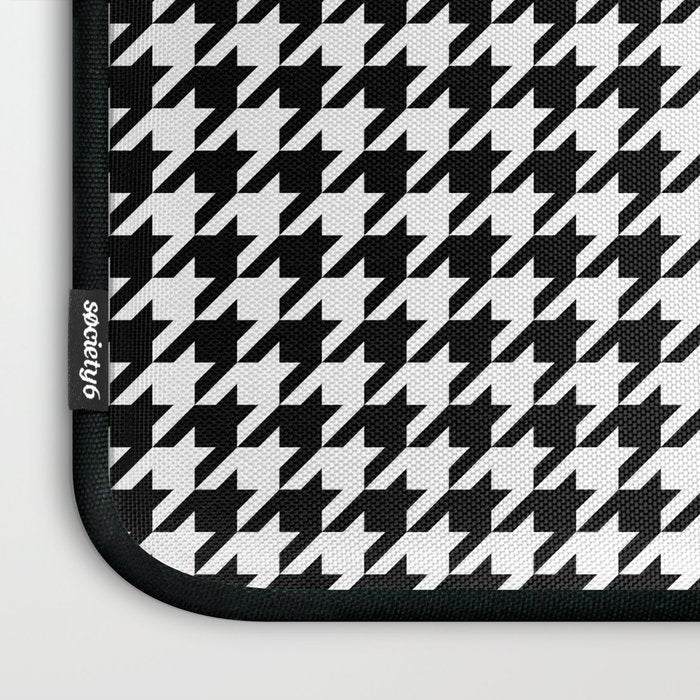 Monochrome Black & White Houndstooth Laptop Sleeve Gallery Image 3