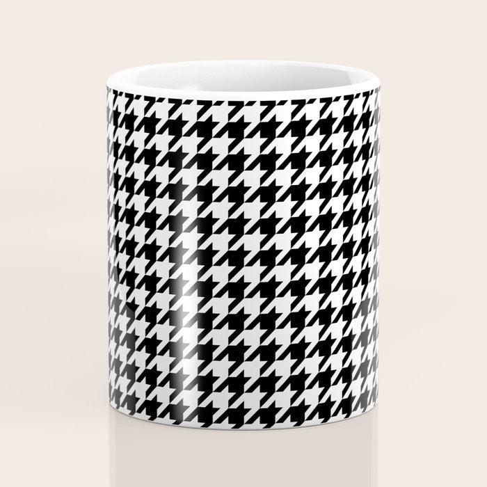 Monochrome Black & White Houndstooth Coffee Mug Gallery Image 4