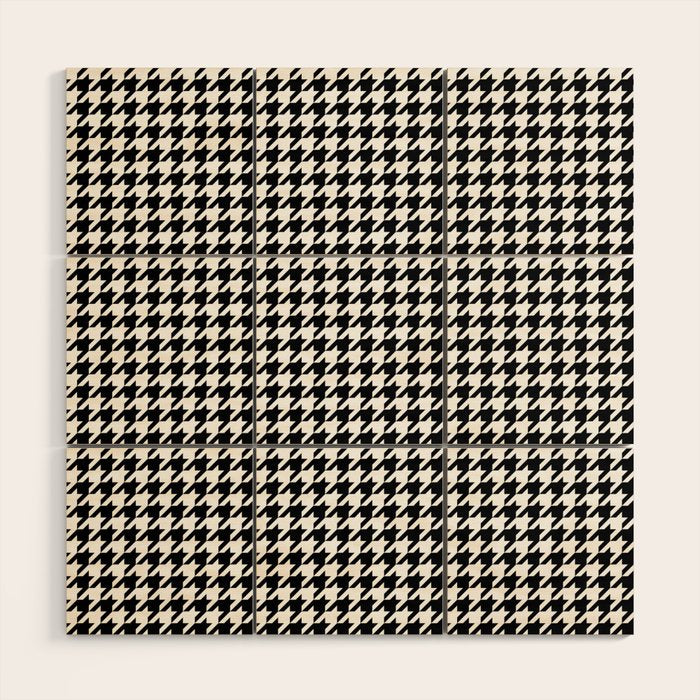 Monochrome Black & White Houndstooth Wood Wall Art Gallery Image 1