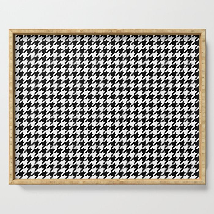 Monochrome Black & White Houndstooth Serving Tray Gallery Image 1