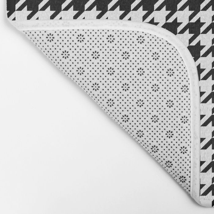 Monochrome Black & White Houndstooth Bath Mat Gallery Image 2