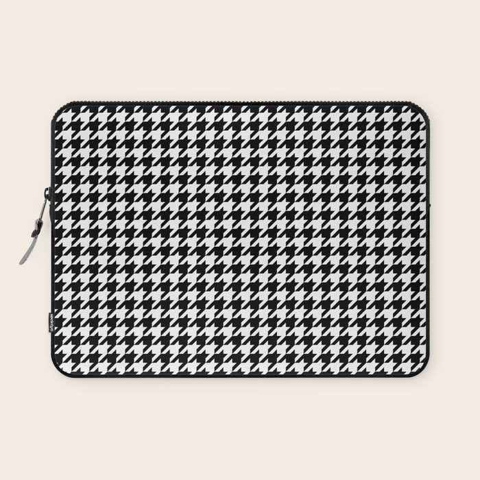 Monochrome Black & White Houndstooth Laptop Sleeve Gallery Image 1