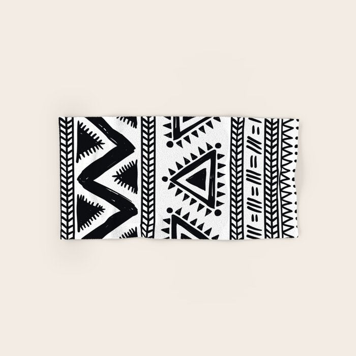 Tribal black and white Bath Towel Gallery Image 1