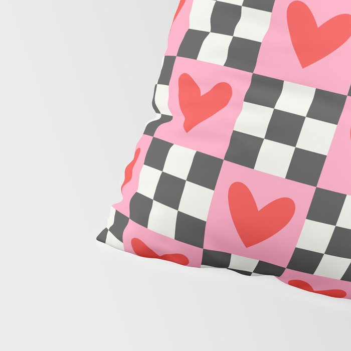 Red love heart checkered pattern Pillow Sham Gallery Image 4