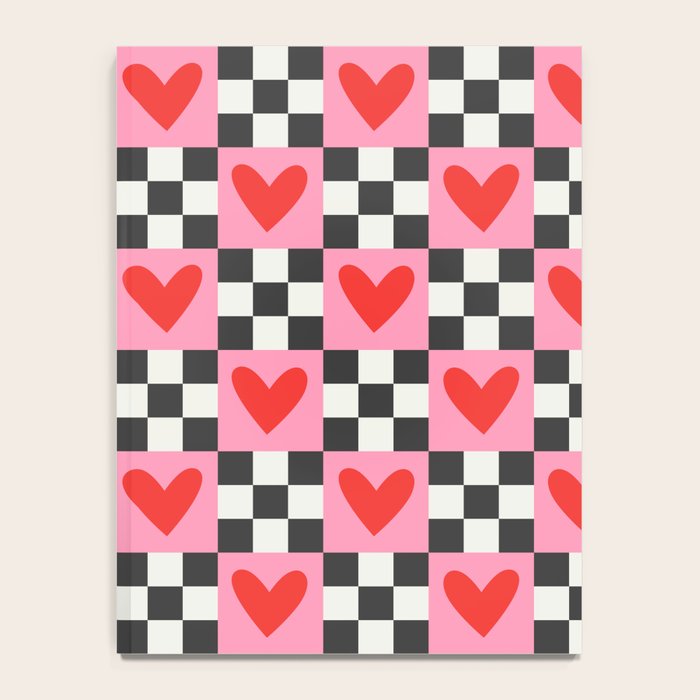 Red love heart checkered pattern Notebook Gallery Image 4
