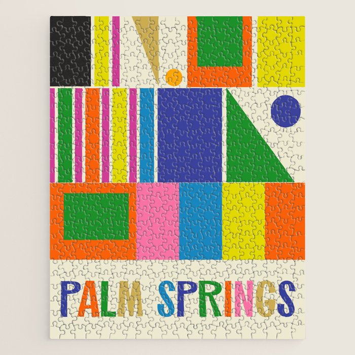Modtastic Palm Springs Colorful Mid Century Modern Abstract Geometric Jigsaw Puzzle Gallery Image 1
