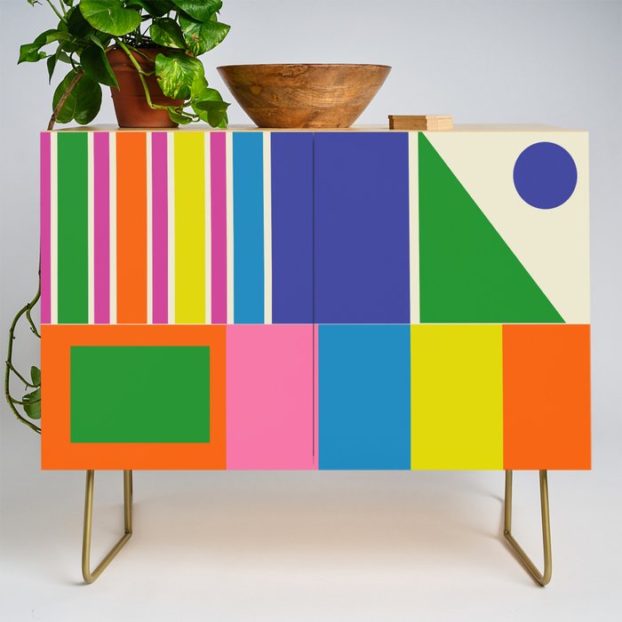 Modtastic Palm Springs Colorful Mid Century Modern Abstract Geometric Credenza Gallery Image 1