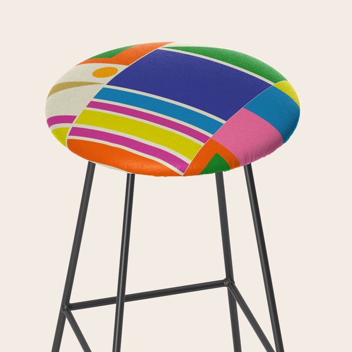 Modtastic Palm Springs Colorful Mid Century Modern Abstract Geometric Stool Gallery Image 2