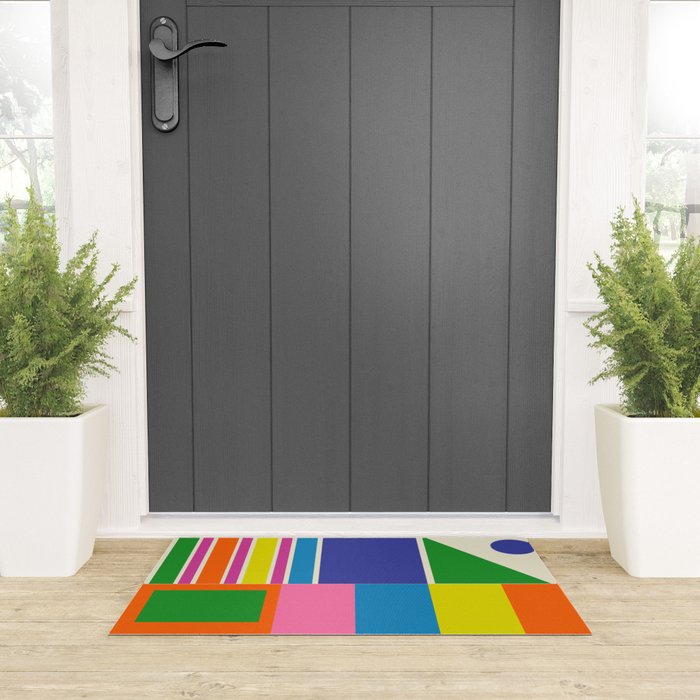 Modtastic Palm Springs Colorful Mid Century Modern Abstract Geometric Welcome Mat Gallery Image 3