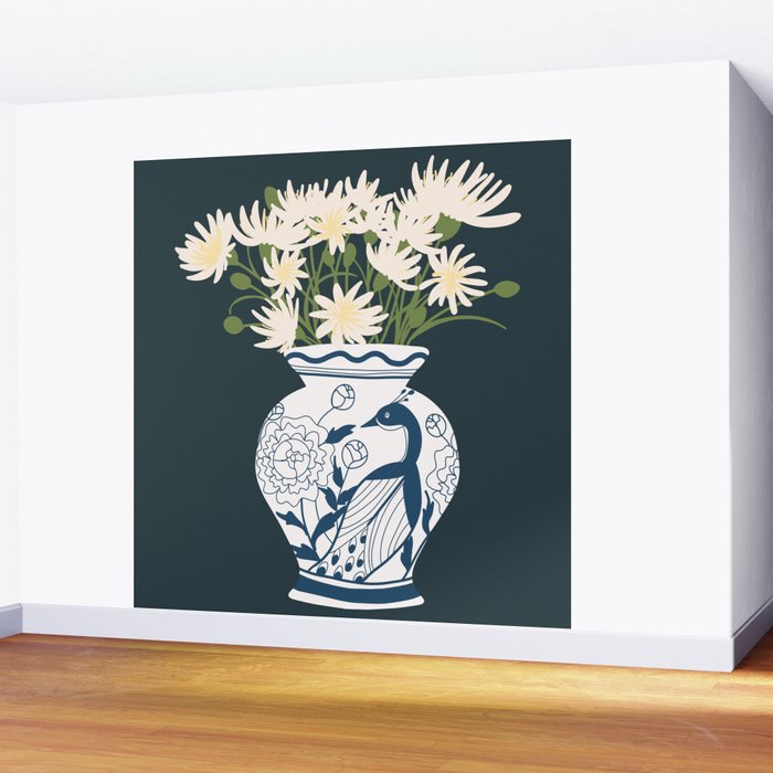 Vase no. 6 with Peacock  Wall Mural Gallery Image 2