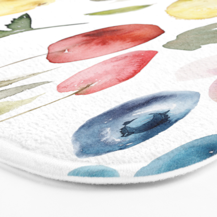 Lemon Berries and Cherries Watercolor Pattern Bath Mat Gallery Image 3