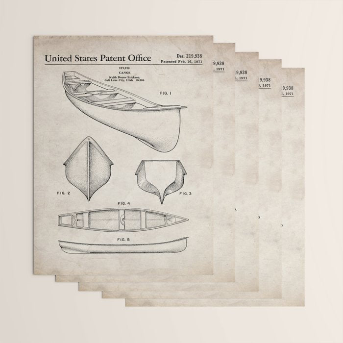 Canoe Patent - Kayak Art - Antique Wrapping Paper Gallery Image 3